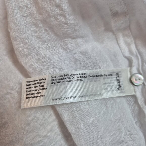 Eileen Fisher Women's Shirt Size S White Mandarin Collar Boxy  Linen-blend (60) - Picture 5 of 12